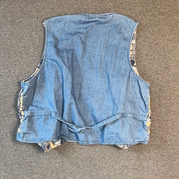 Vintage XL Woven Blue and Beige Button-Up Vest #1 - Picture 6 of 6